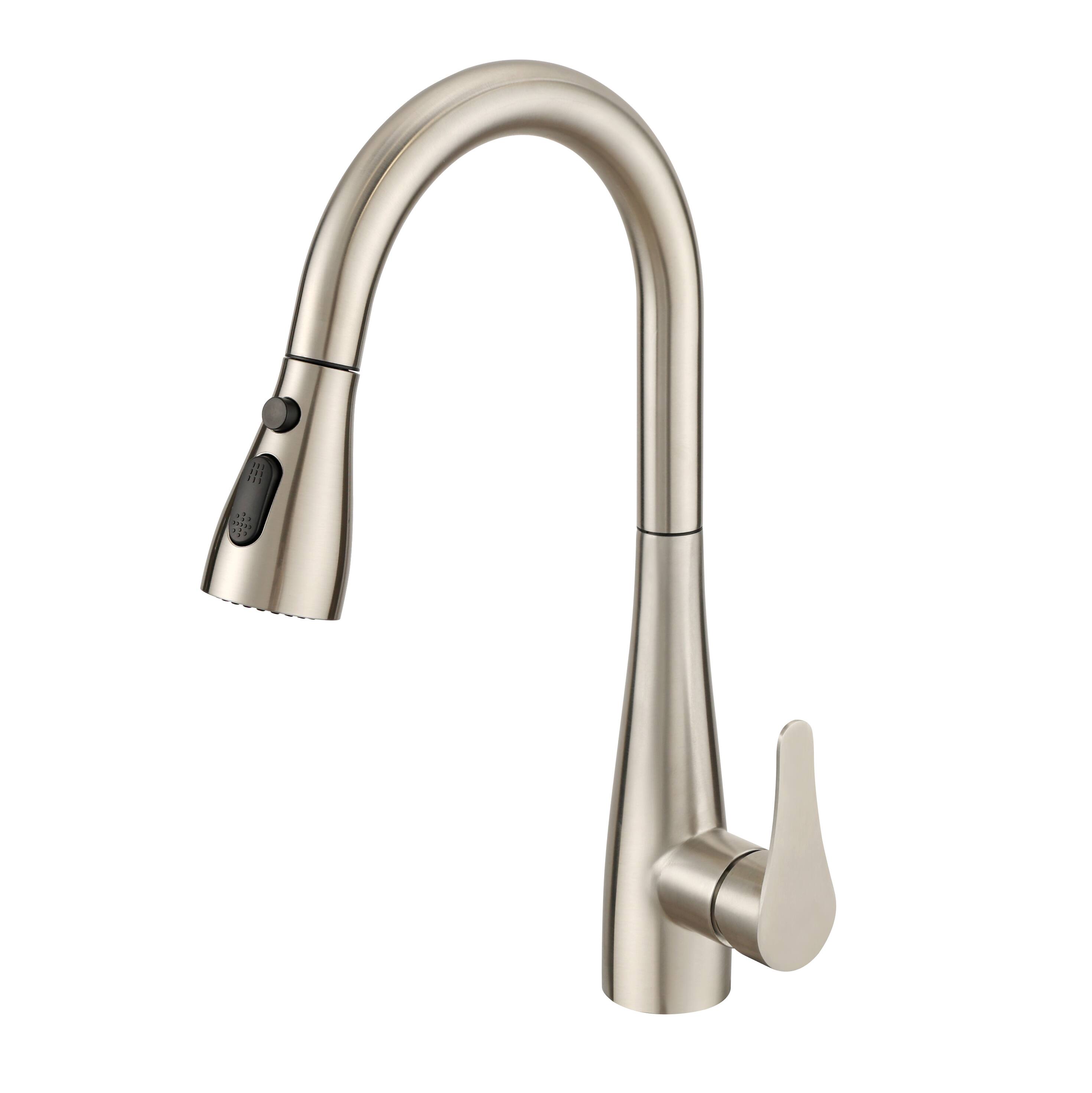 Front. Bothwa Home - HydraFlow 14.6 - Inch Kitchen Faucet - Brushed Nickel.