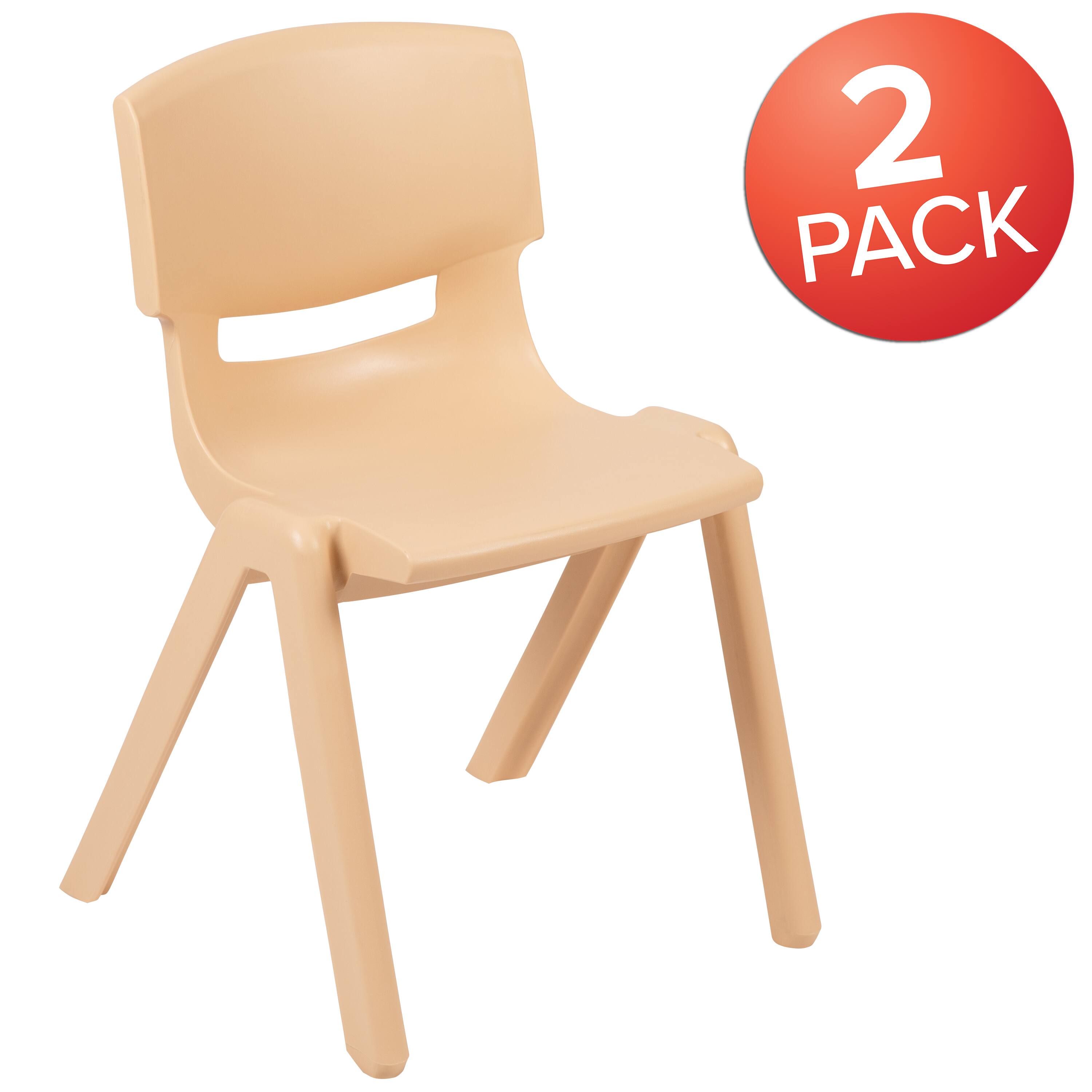 Alt View 2. Emma + Oliver - 2 Pack Plastic Stack School Chair with 13.25"H Seat, K-2 School Chair - Natural.