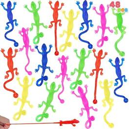 Joyfy - 48Pcs Sticky Lizards Party Favors for Kids, Holiday Traditions Classroom Treasure Box Carnival Prizes Pinata Stuff Toys - colorful