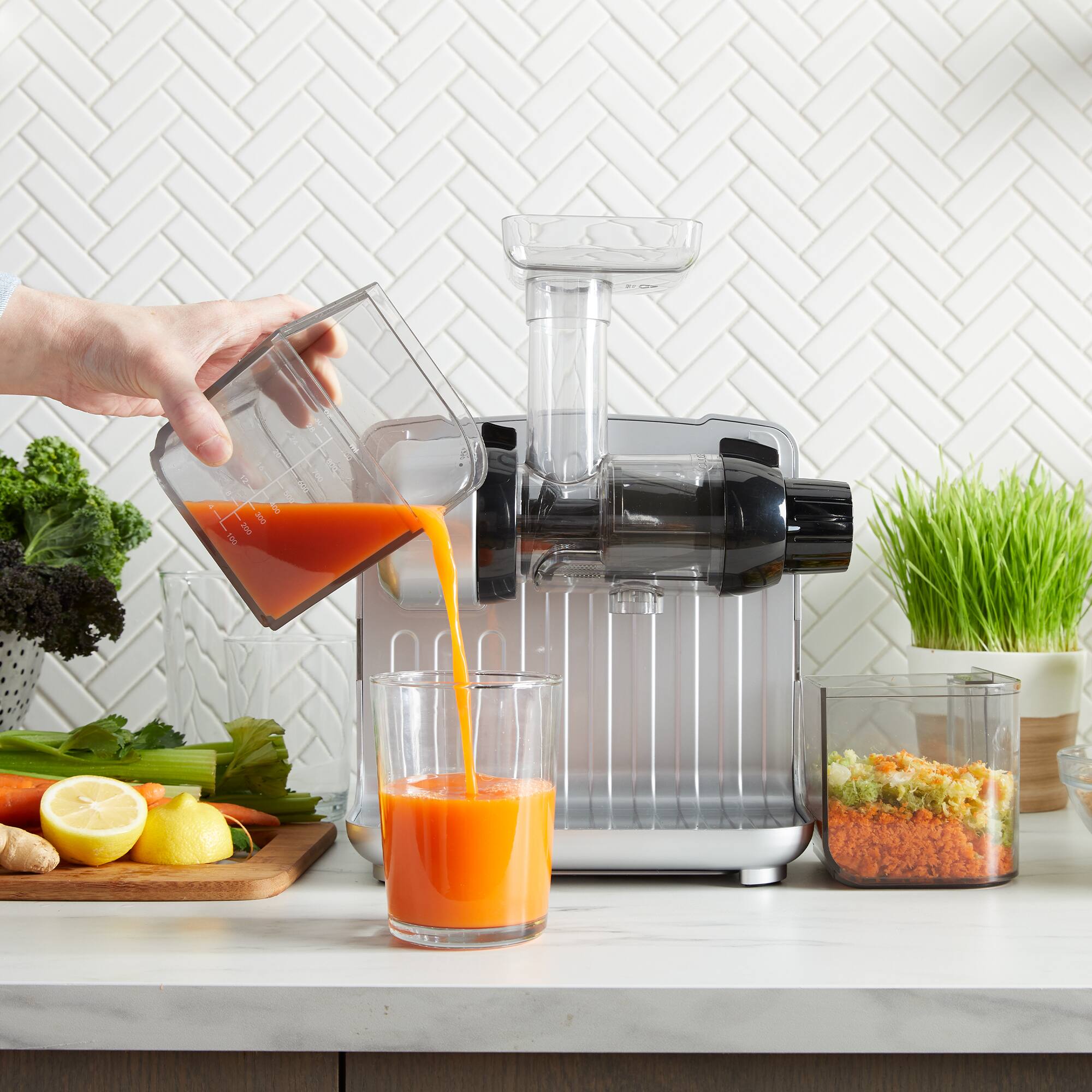 Alt View 13. Omega - JC3000RD13 Red 150 Watt Vertical Cold Press 365 Masticating Slow Juicer With 3-Stage Auger - Silver.