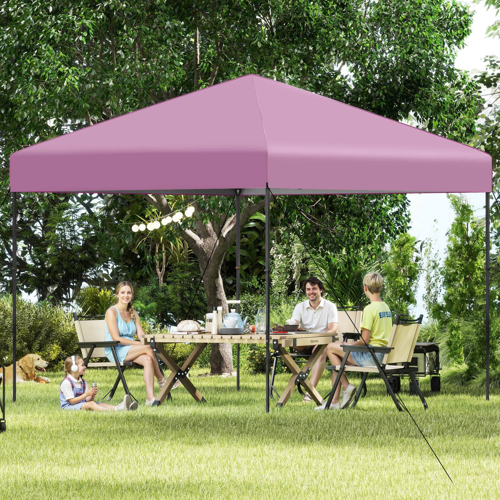 Alt View 3. Costway - Costway 10 X 10 FT Pop up Canopy Tent with Portable Carrying Bag 8 Stakes 4 Wind Ropes - Pink.