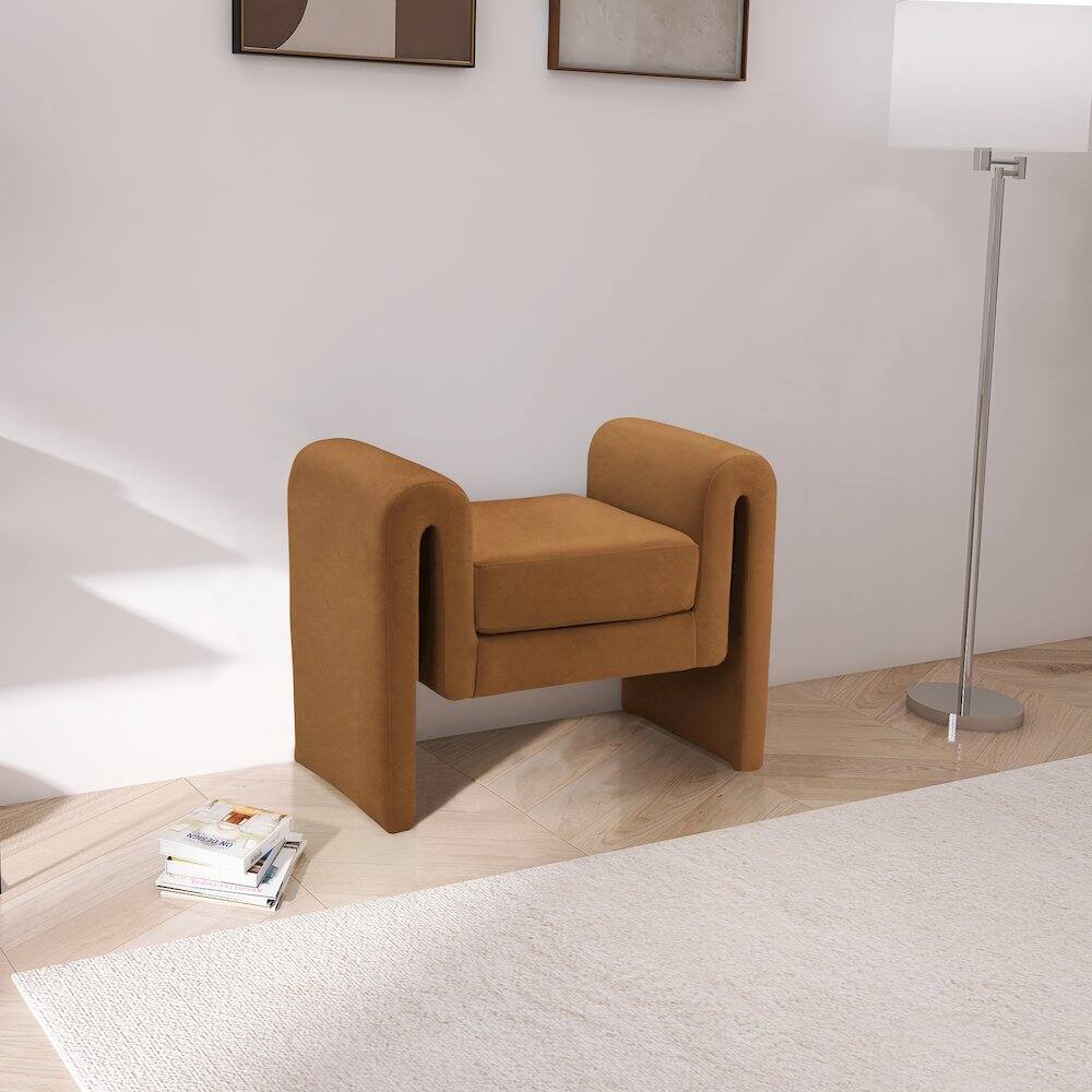 Alt View 1. Meridian Furniture - Sloan Saddle Velvet Bench - Brown.