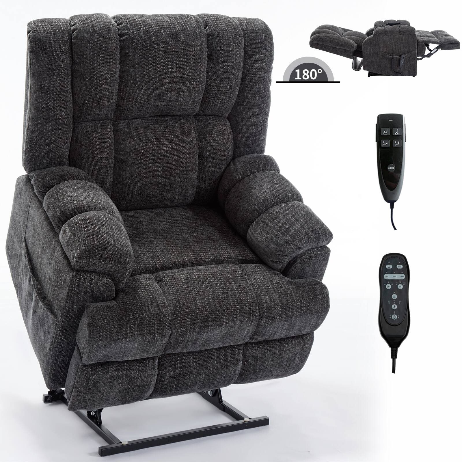 Alt View 1. GOODSILO - Electric Power Lift Recliner Chair with Dual Motor, Massage & Heat, Infinite Position, Heavy Duty, Up to 350 LBS - Grey.