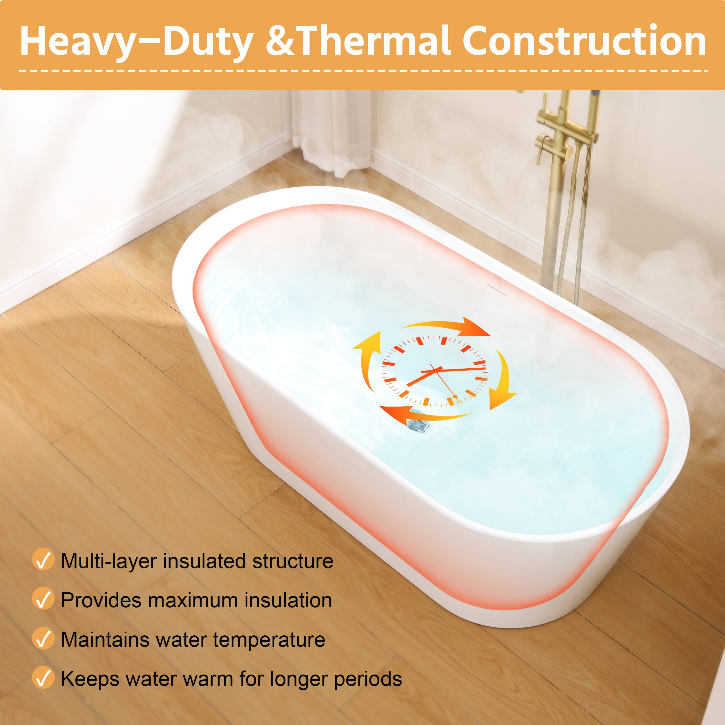Heavy-Duty & Thermal Construction

- Multi-layer insulated structure
- Provides maximum insulation
- Maintains water temperature
- Keeps water warm for longer periods