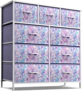 Sorbus - 9 Drawers Dresser - Furniture Storage for Bedroom, Closet, and More - Steel Frame, Wood Top, Fabric Bins - Purple Tie-Dye
