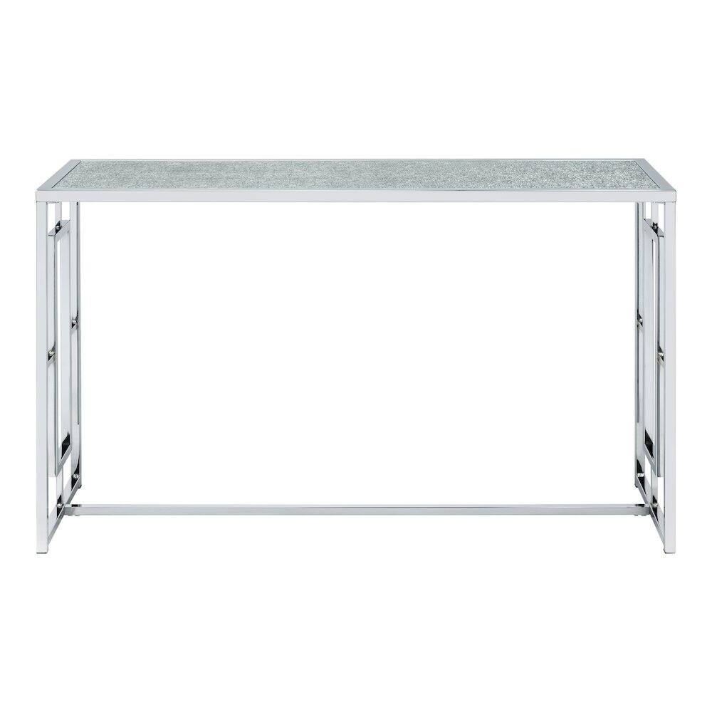 Alt View 1. Furniture of America - Harper Metal Chrome Sofa Table with Pattern Top in Chrome - Silver.