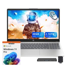 HP - 15.6" FHD Touchcreen Laptop,Intel Ultra 5 125H,40GB DDR5,2TB SSD+160GB Dock Set,Intel Arc Graphics,Win 11 Pro - Silver