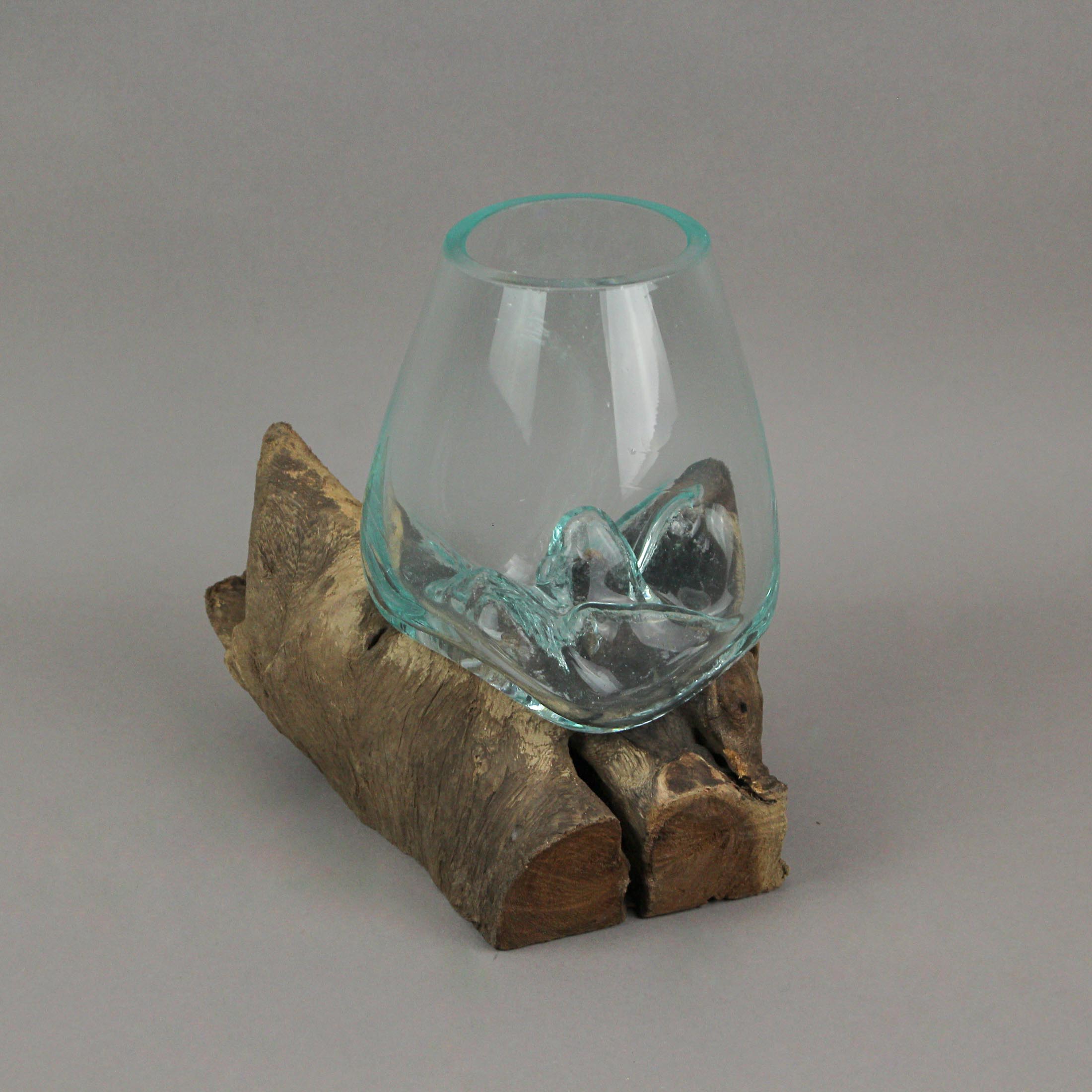 Alt View 3. Chesapeake Bay - Molten Glass On Teak Driftwood Decorative Bowl/Vase/Terrarium Planter Home Decor - Brown.