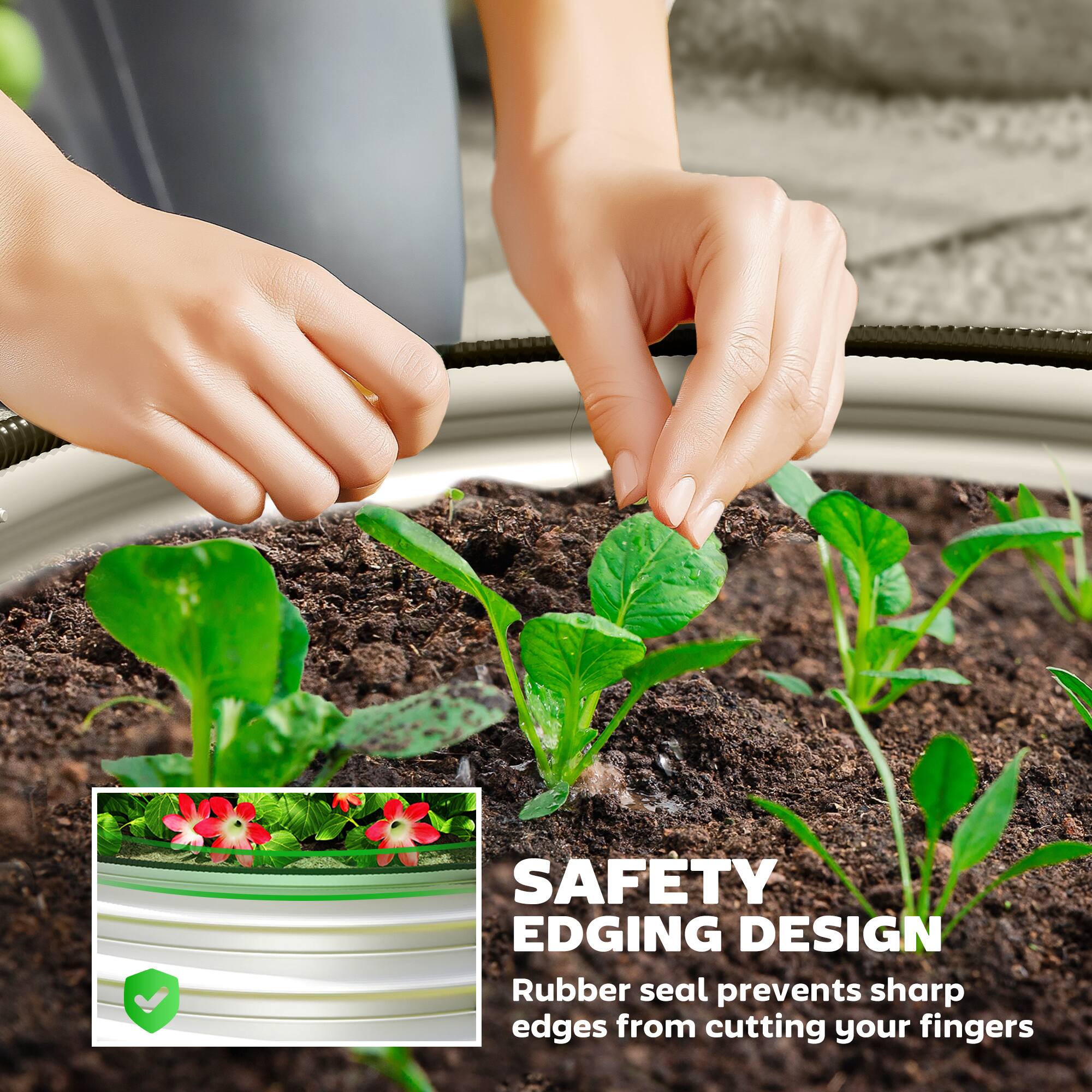 SAFETY EDGING DESIGN  
Rubber seal prevents sharp edges from cutting your fingers