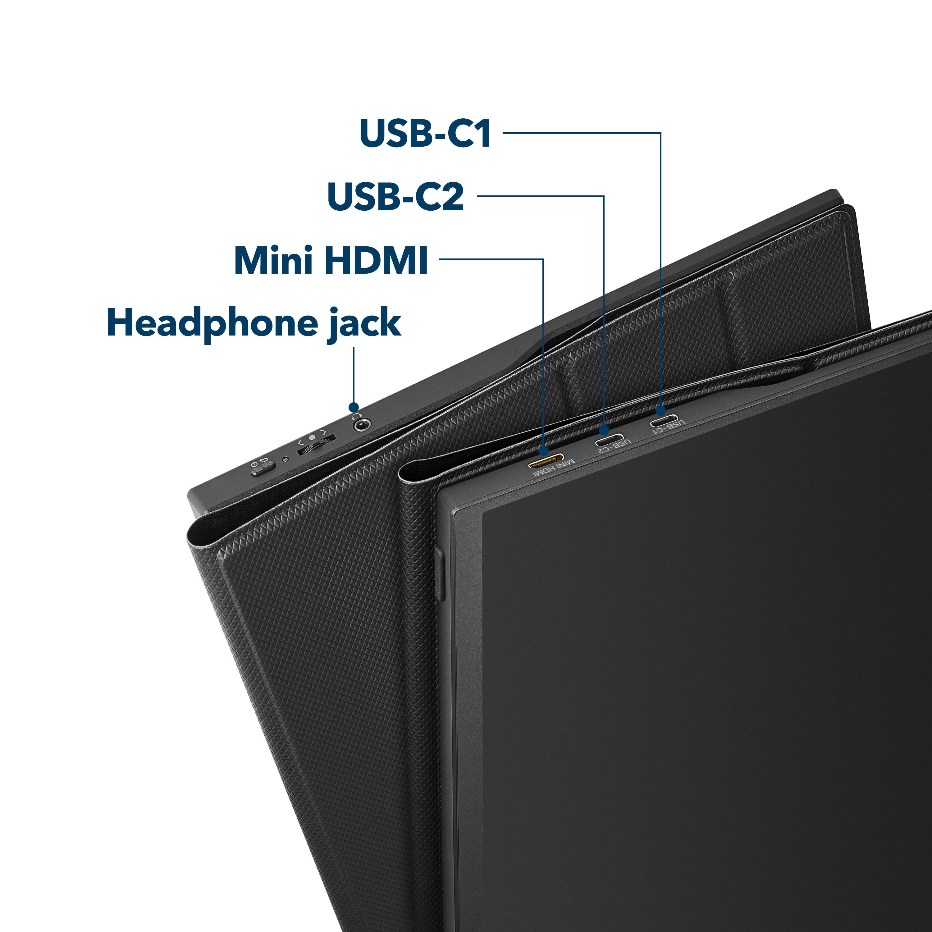 USB-C1  
USB-C2  
Mini HDMI  
Headphone jack