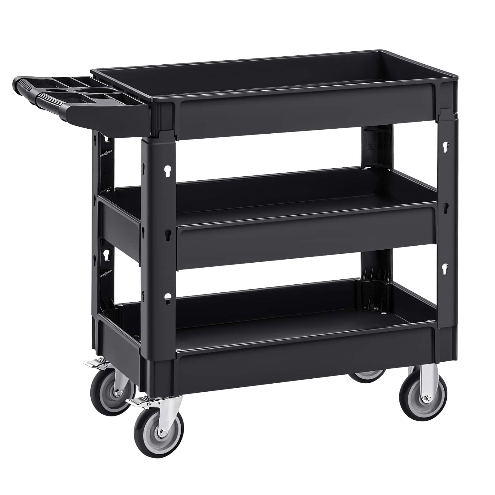 VEVOR - Utility Service Cart, 550 LBS Laod Capacity, 3 Shelf Heavy Duty Plastic Rolling Utility Cart with 360° Swivel Wheels - Black price history on PriceWatchPro