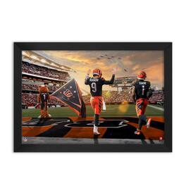 Sporticulture - Joe Burrow and Ja'Marr Chase Cincinnati Bengals Framed Two-Player Art Print - Black