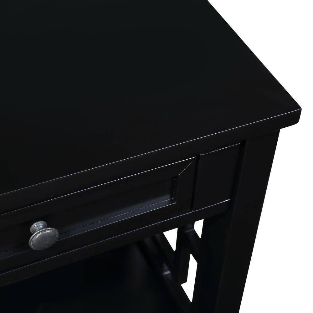 Alt View 9. Kadyn - 36'' Farmhouse Pine Wood Console Table Entry Sofa Table with 4 Drawers & 1 Storage Shelf for Entryway Living Room, Black - Black.