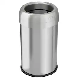 iTouchless - 13 Gallon Round Open Top Stainless Steel Kitchen Trash Can with Dual AbsorbX Odor Filters - Silver