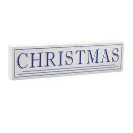 BreeBe - Wood Christmas Sentiment Sign 19.5"L - White, Blue