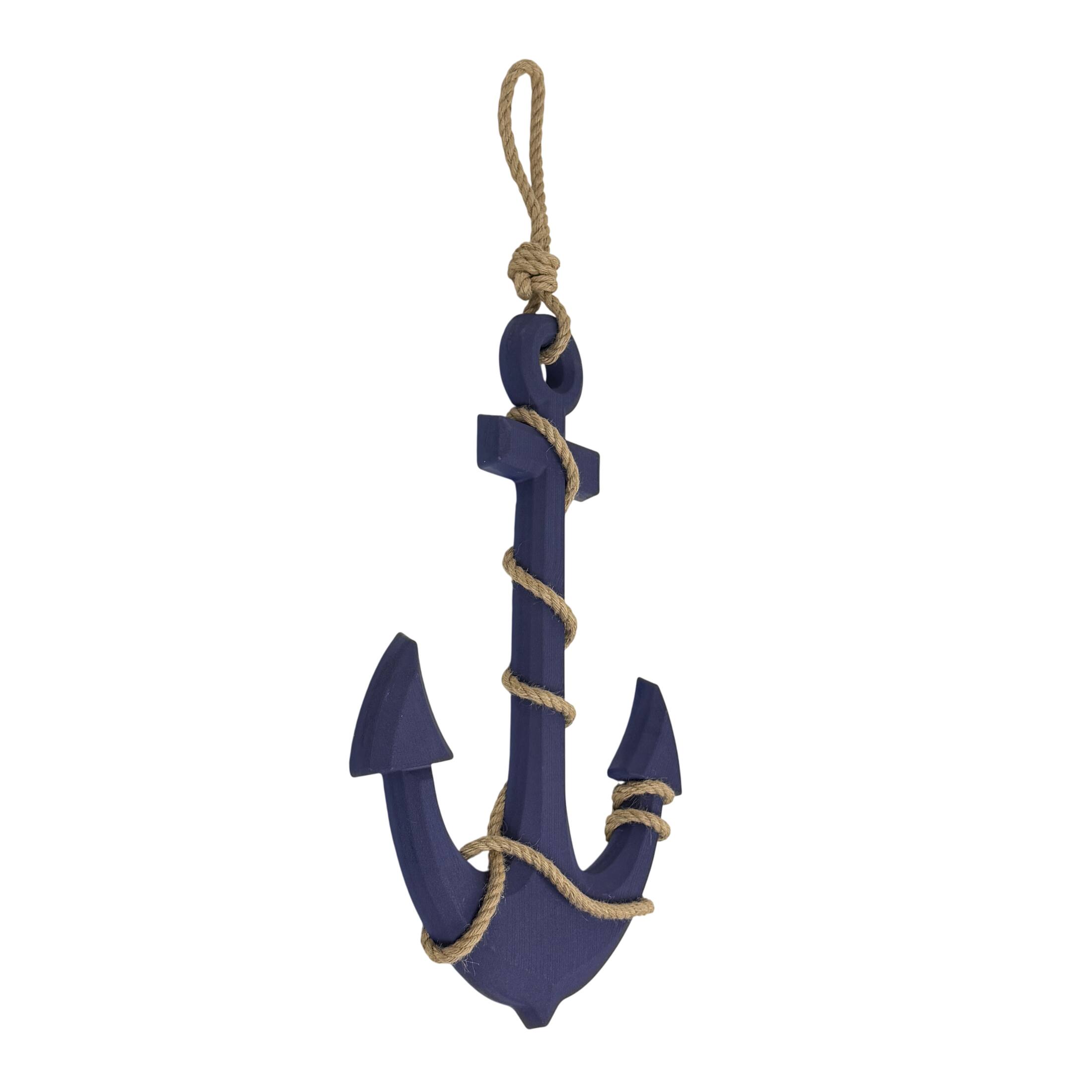 Alt View 1. Zeckos - Large 24"x16" Ship Anchor & Rope Wall Hanging - Hand-Painted Purple Finis - Purple.