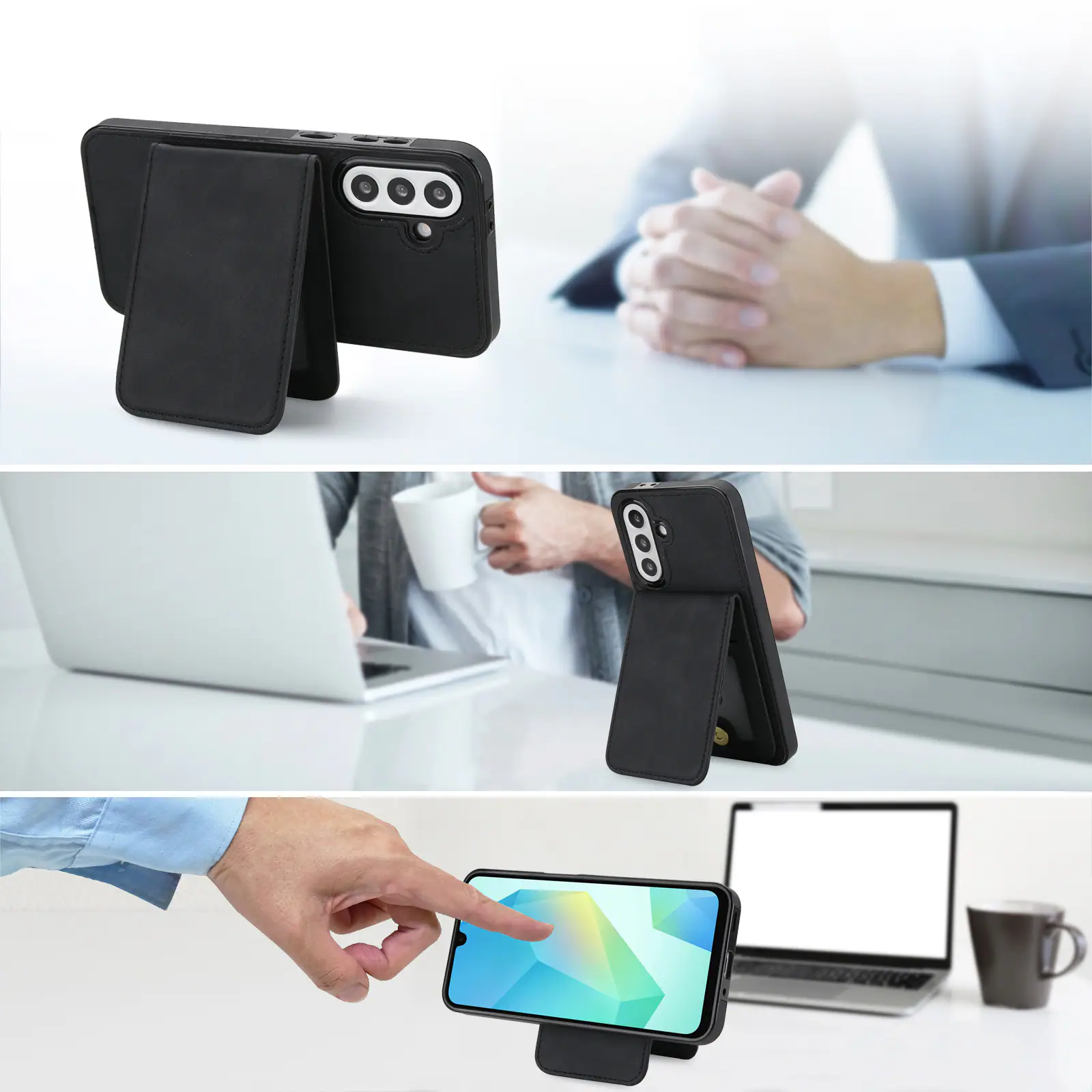 Left. Dteck - Detachable Magnetic Wallet Case for Samsung Galaxy A17 5G,Retro RFID Blocking PU Leather Folio Cover with Card Holder - Black.