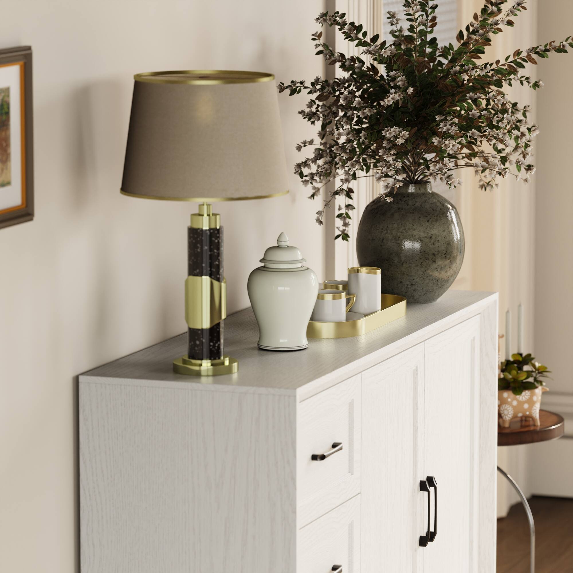 Alt View 8. FUFU & GAGA - Multi-Purpose Storage Cabinet for Living Room with Drawers & Shelves, Modern Display and Organization Unit - White.