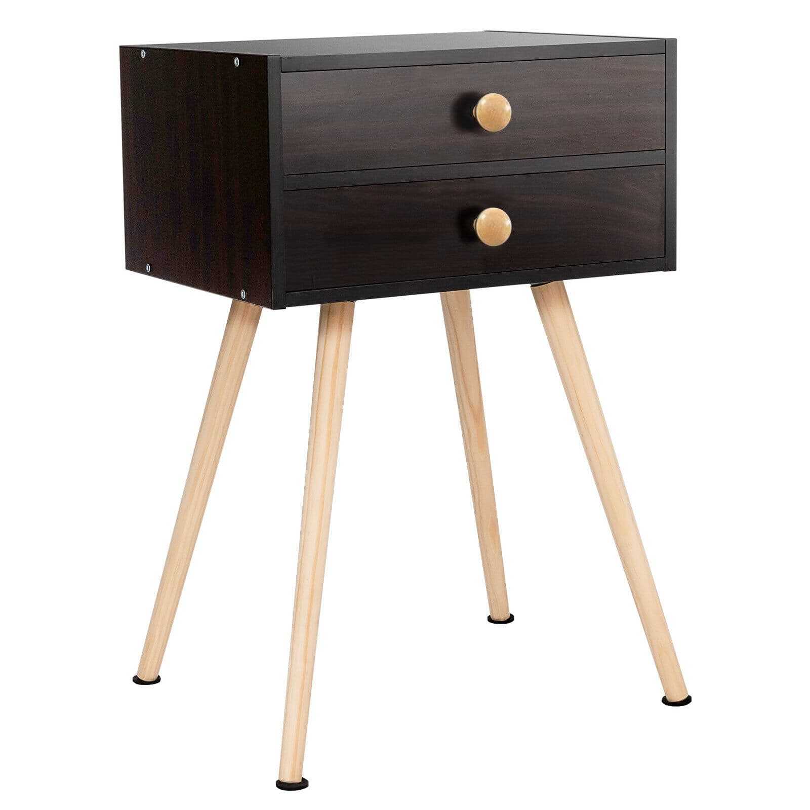 WELLFOR - Mid-Century Modern Nightstand with 2 Drawers - Coffee price history on PriceWatchPro