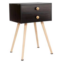 WELLFOR - Mid-Century Modern Nightstand with 2 Drawers - Coffee