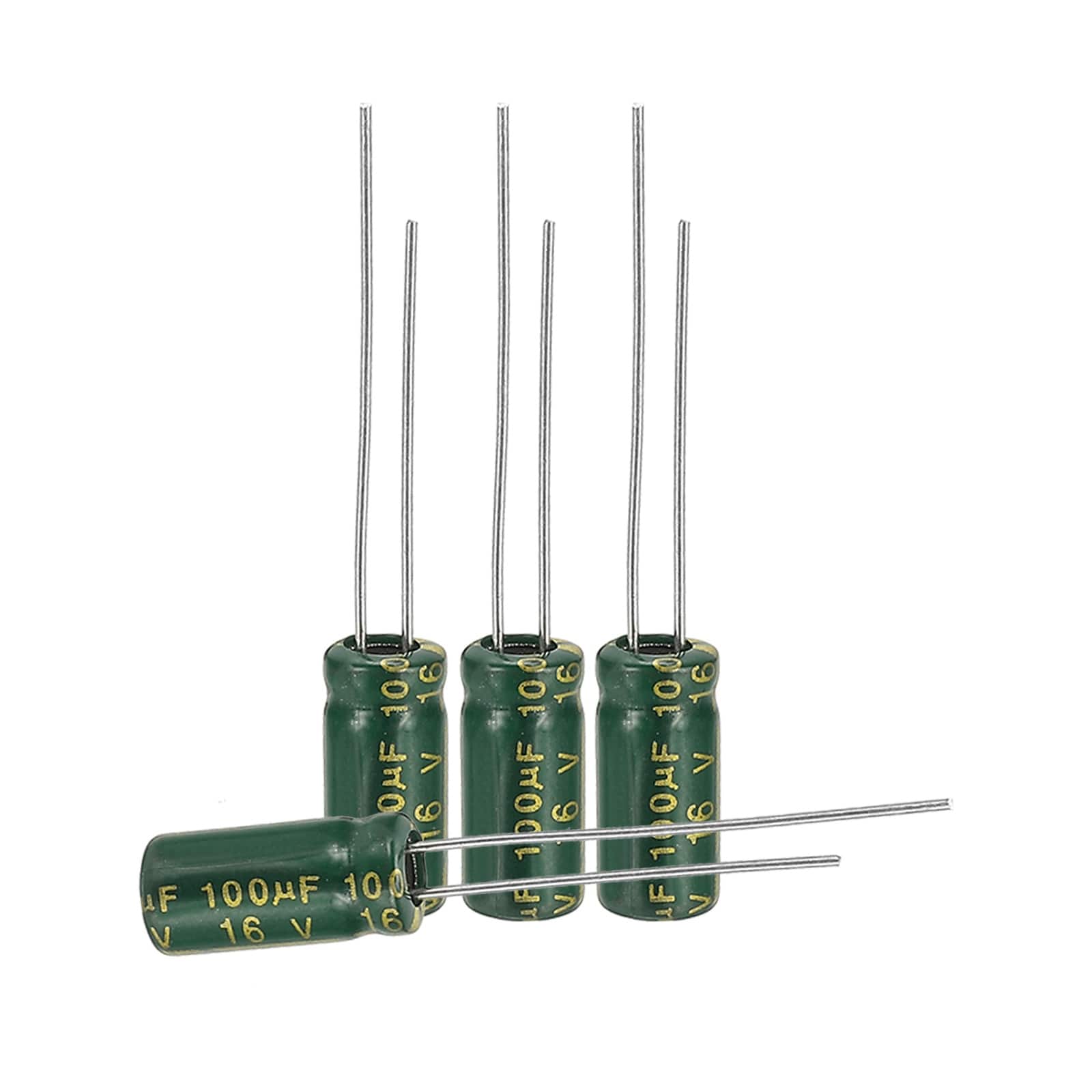 Unique Bargains - 100uF 16V 5x11mm Electrolytic Capacitor, High Frequency, Low Impedance, Radial Leads, 100pcs - Green price history on PriceWatchPro