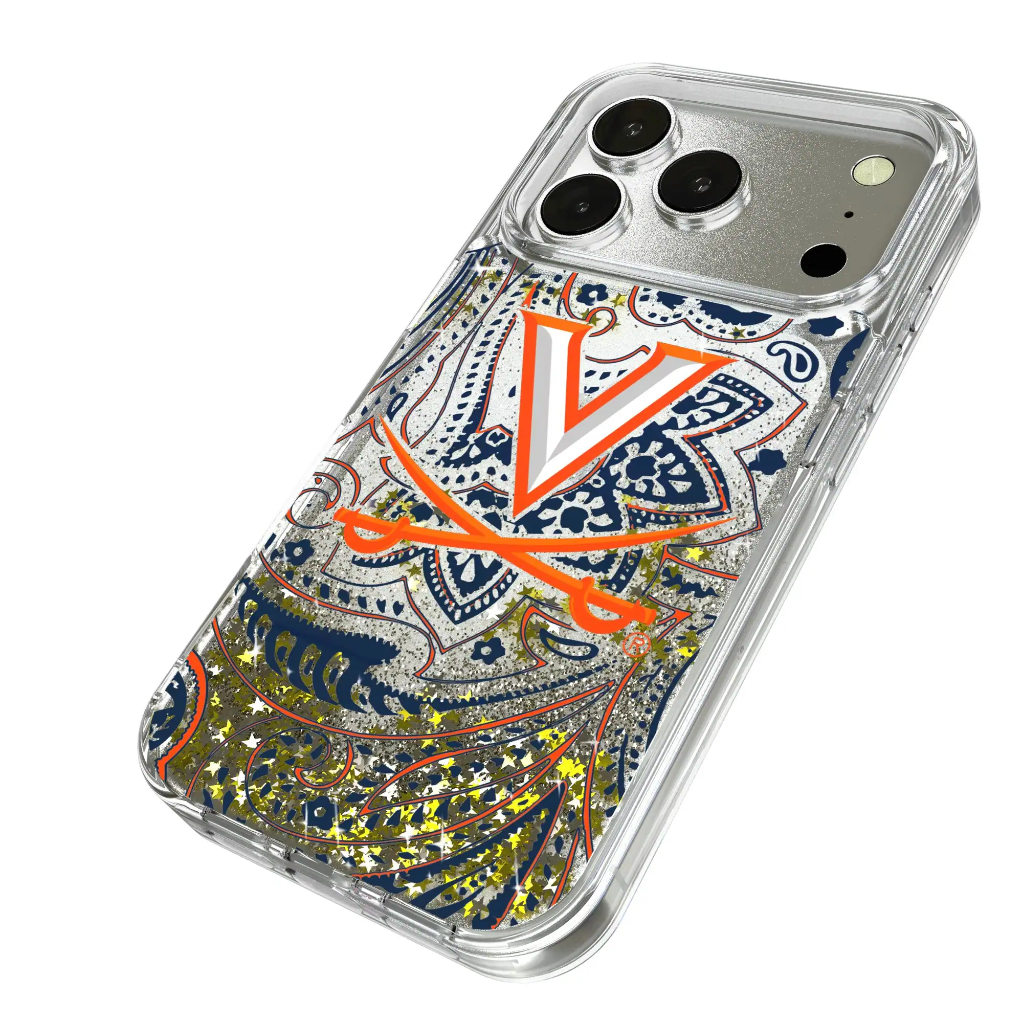 Alt View 1. Keyscaper - Virginia Cavaliers iPhone Glitter Paisley Design Case - 16 - Multicolor.