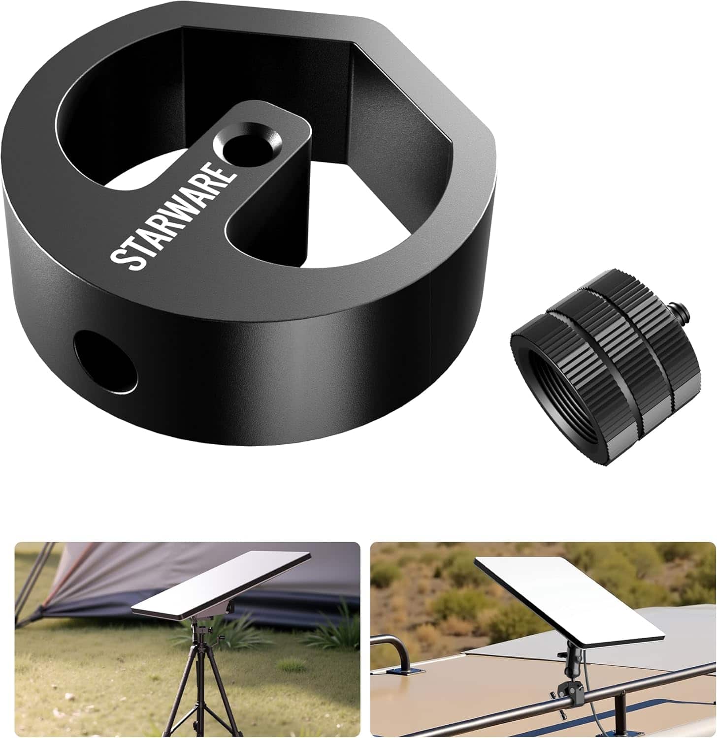 Starware - Starlink Mini Tripod Adapter, Aluminum Alloy Material Compatible with Old Versions Original Pipe Adapter - Black