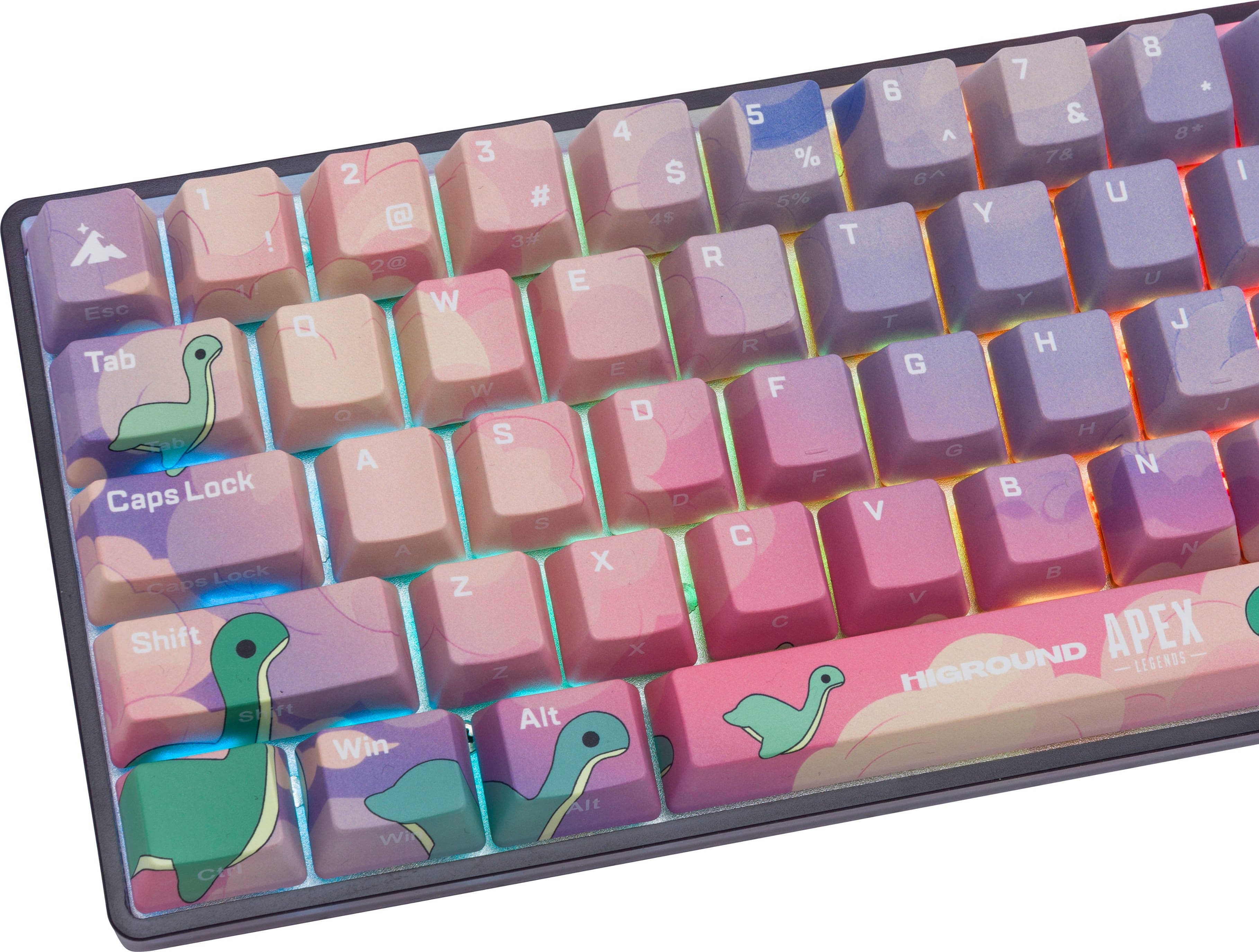 The text on the image is grouped and corrected as follows:
8 7 6 * 5 & 4 8 3 % 7& 2 $ 6^ I 1 # 5% U @ 4$ Y ! 34 T 2@ R E U W Y Esc T J Q H R Tab E G W F Q D S H ab G A N F Caps Lock D B V S C N A Lock X B Caps Z V C E Shift X Z HIGROUND LEGENDS Shift Alt Win Ctrl Win Alt