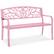 Front. Best Choice Products - Best Choice Products Outdoor Steel Bench Garden Patio Porch Furniture w/ Floral Design Backrest - Pink - Pink.