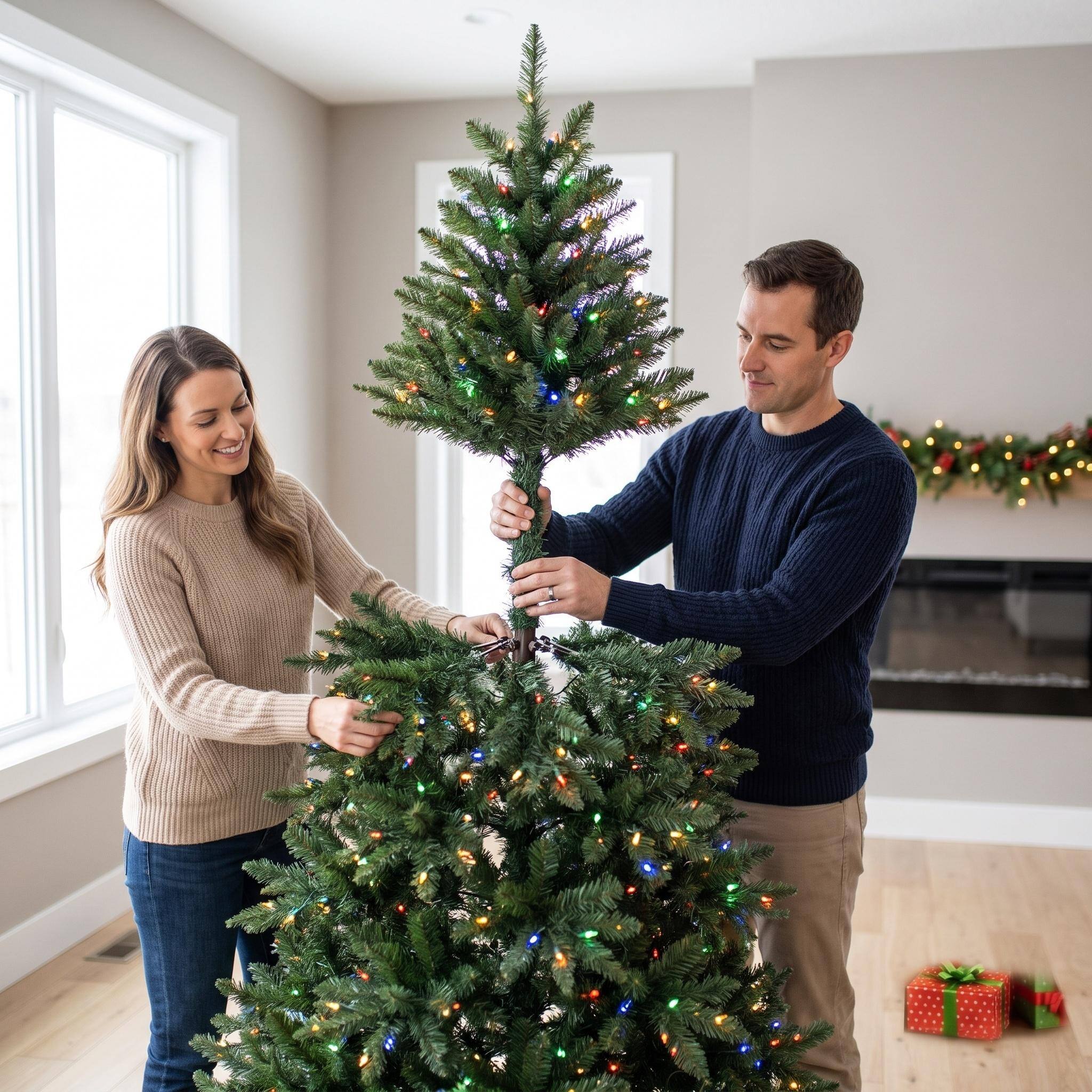 Alt View 6. Forest'nSky - 9 ft. Prelit Colorado Blue Spruce Artificial Christmas Tree with 880 Warm White and Multicolor LED Lights - Green.