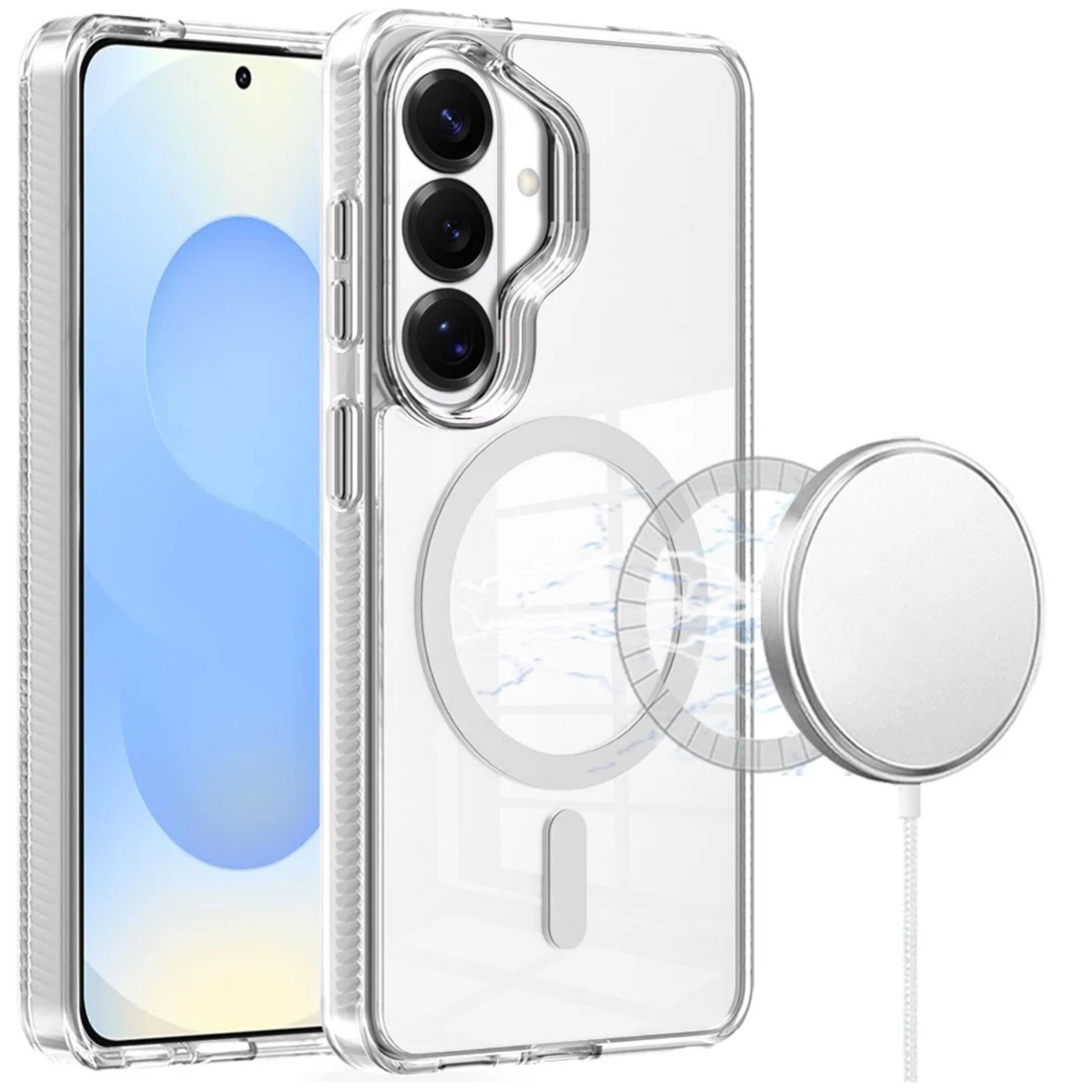 Front. Kitcheniva - High Gloss Clear Grip Protective Phone Case With Tempered Glass For Samsung S25 Plus S24 Plus Clear - Clear.