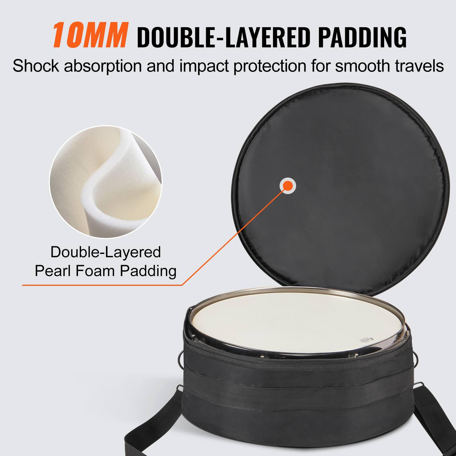 10MM DOUBLE-LAYERED PADDING  
Shock absorption and impact protection for smooth travels  

Double-Layered Pearl Foam Padding
