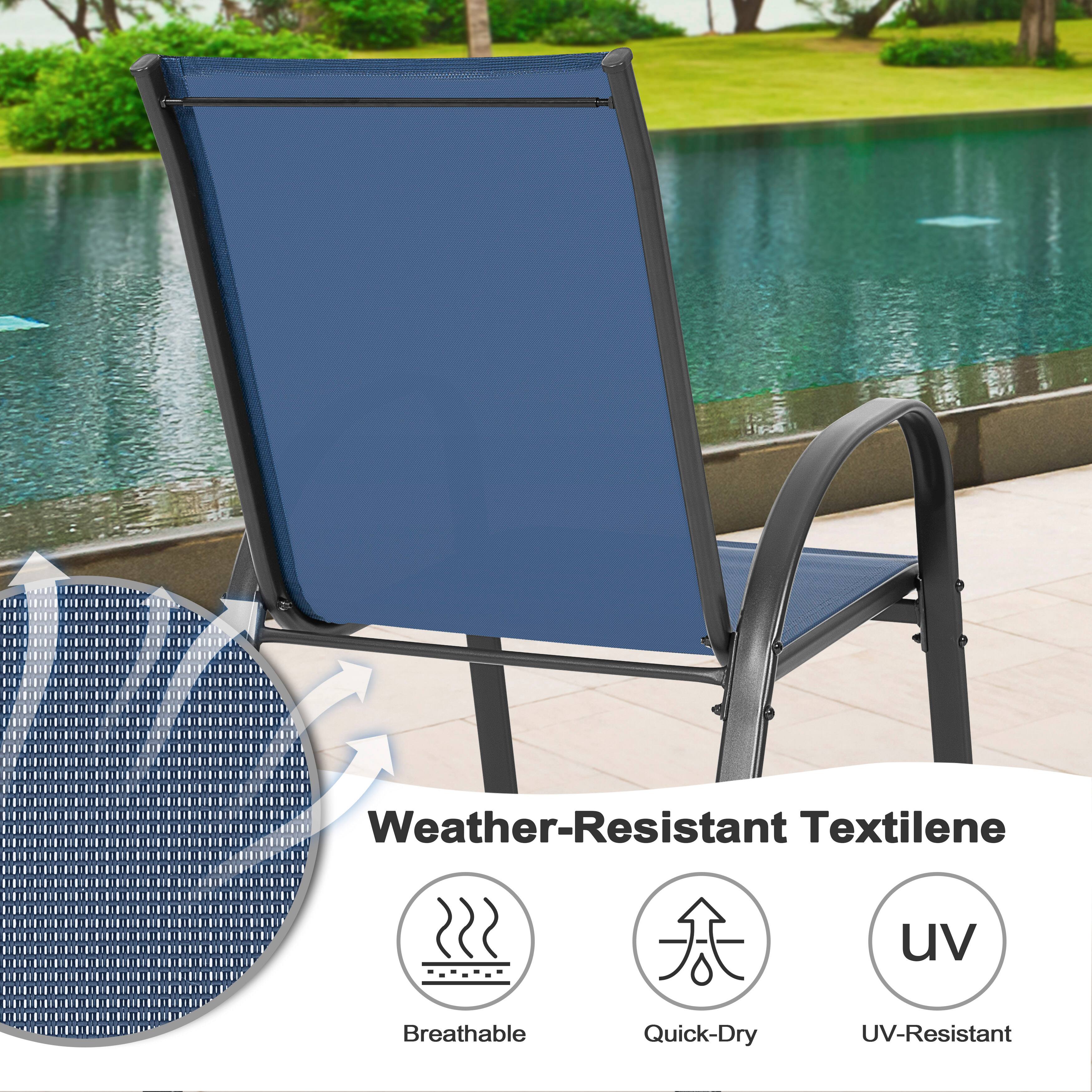 Weather-Resistant Textilene  
- Breathable  
- Quick-Dry  
- UV-Resistant