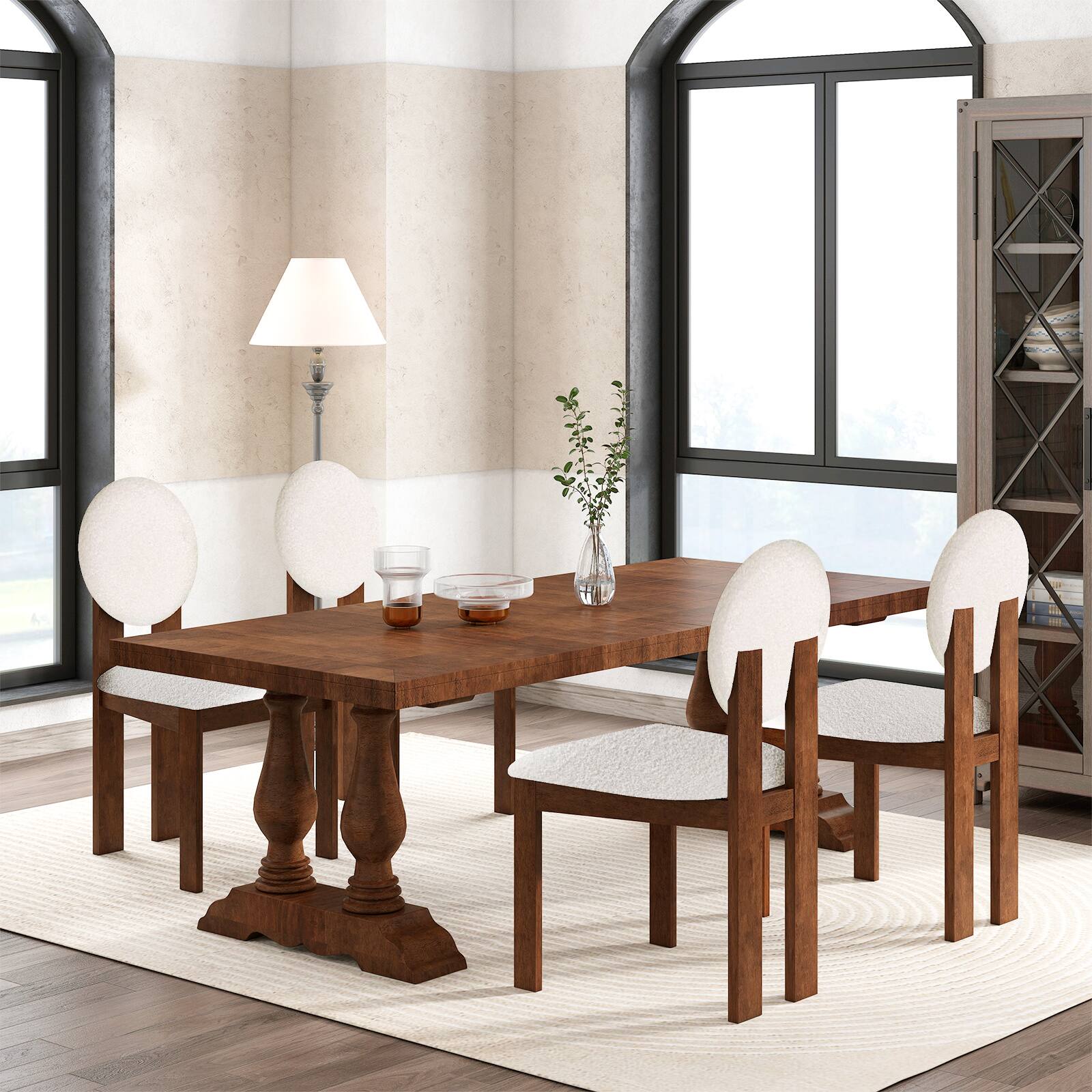 Alt View 1. Gymax - Gymax 4PCS Dining Chairs Upholstered Sherpa Fabric Kitchen Chairs w/ Rubber Wood Legs - White.