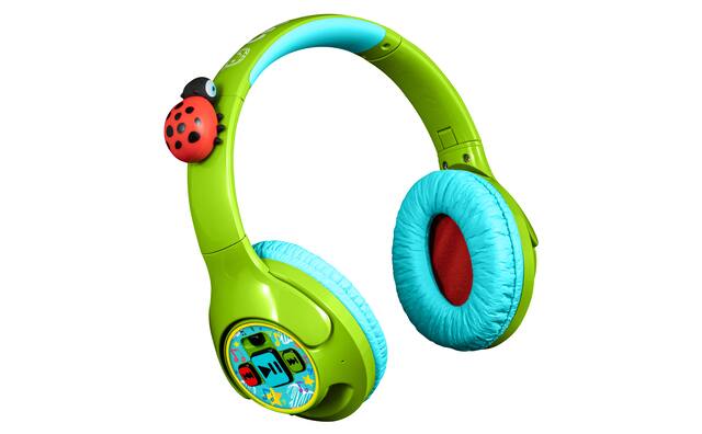 Front. eKids - eKids Cocomelon Bluetooth Headphones for Kids, Wireless Headphones with Built-in Nursery Rhymes - Green.