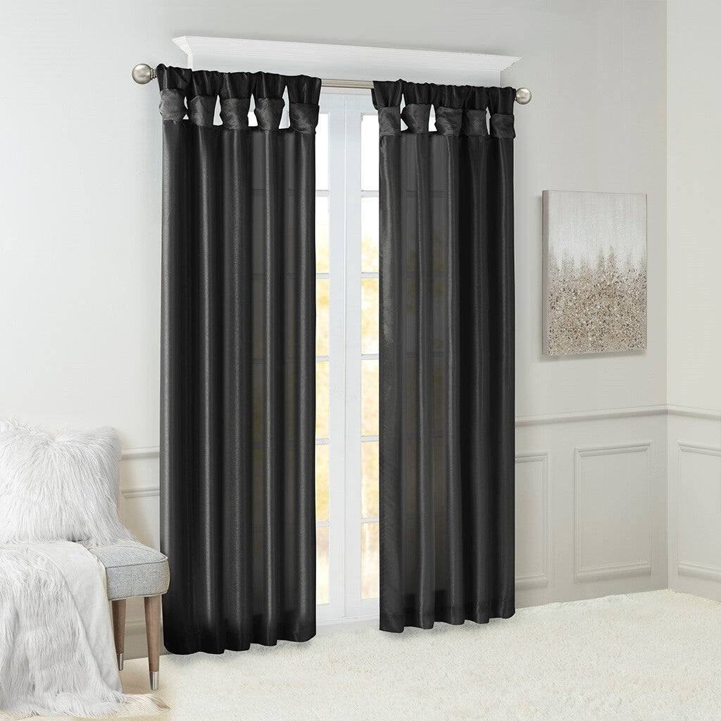 Alt View 1. BreeBe - Twist Tab Lined Window Curtain Panel Black 50x84' - Black.
