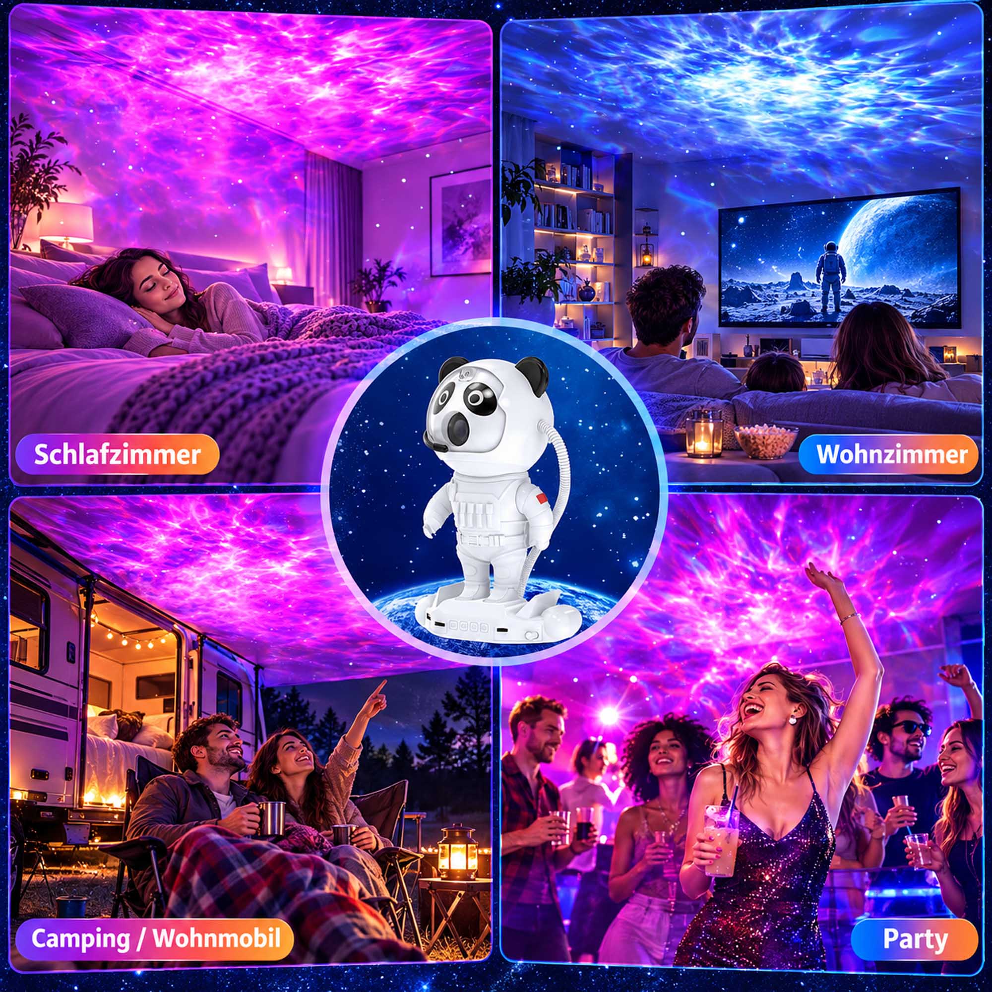 Schlafzimmer  
Wohnzimmer  
Camping / Wohnmobil  
Party