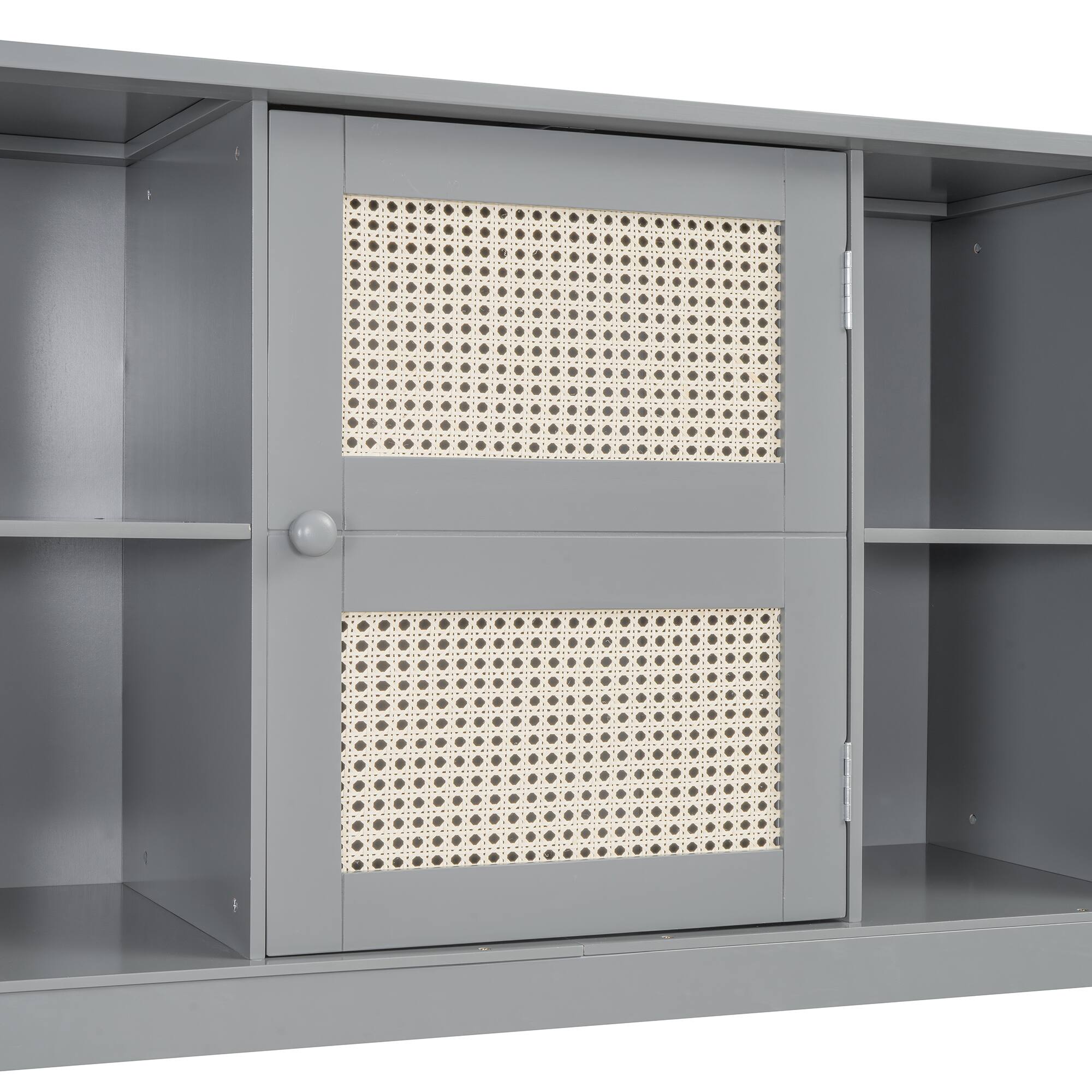 Alt View 10. Tiramisubest - Full Size Wooden Daybed With Twin Size Trundle, and All-in-One Cabinet and Shelf, Gray - Gray.