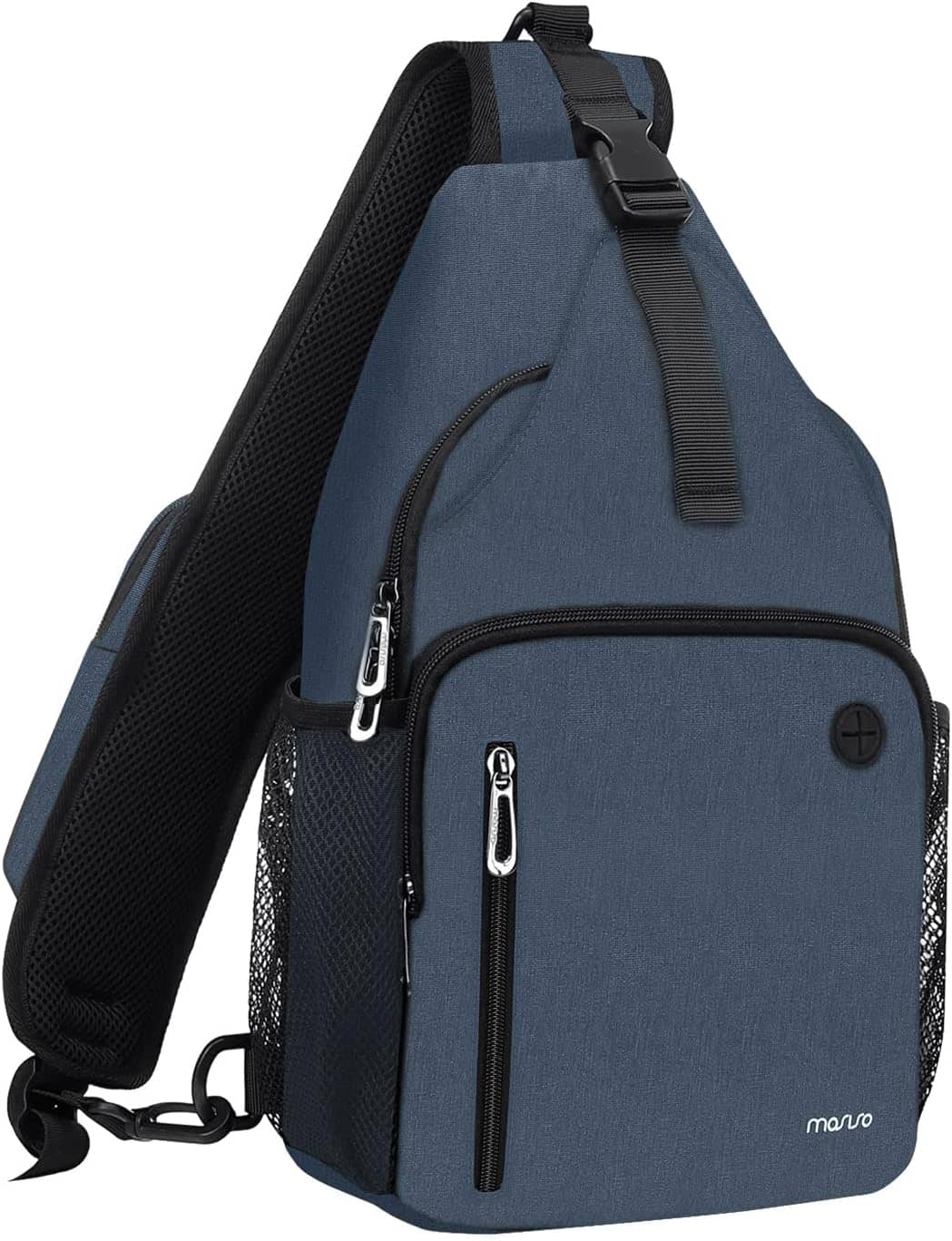 Front. mosiso - Sling Bag Crossbody Shoulder Bag Travel Hiking Daypack Chest Bag with Front Square Pocket&USB Charging Port - Slate Gray.