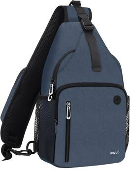 mosiso - Sling Bag Crossbody Shoulder Bag Travel Hiking Daypack Chest Bag with Front Square Pocket&USB Charging Port - Slate Gray