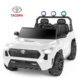 Wisairt - Toyota Tacoma Licensed 24V Kids Ride On Truck, 2 Seater Electric Vehicle w/ Remote, LED Lights - White