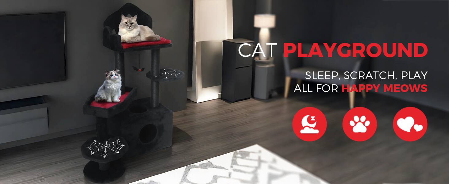 CAT PLAYGROUND  
SLEEP, SCRATCH, PLAY  
ALL FOR HAPPY MEOWS