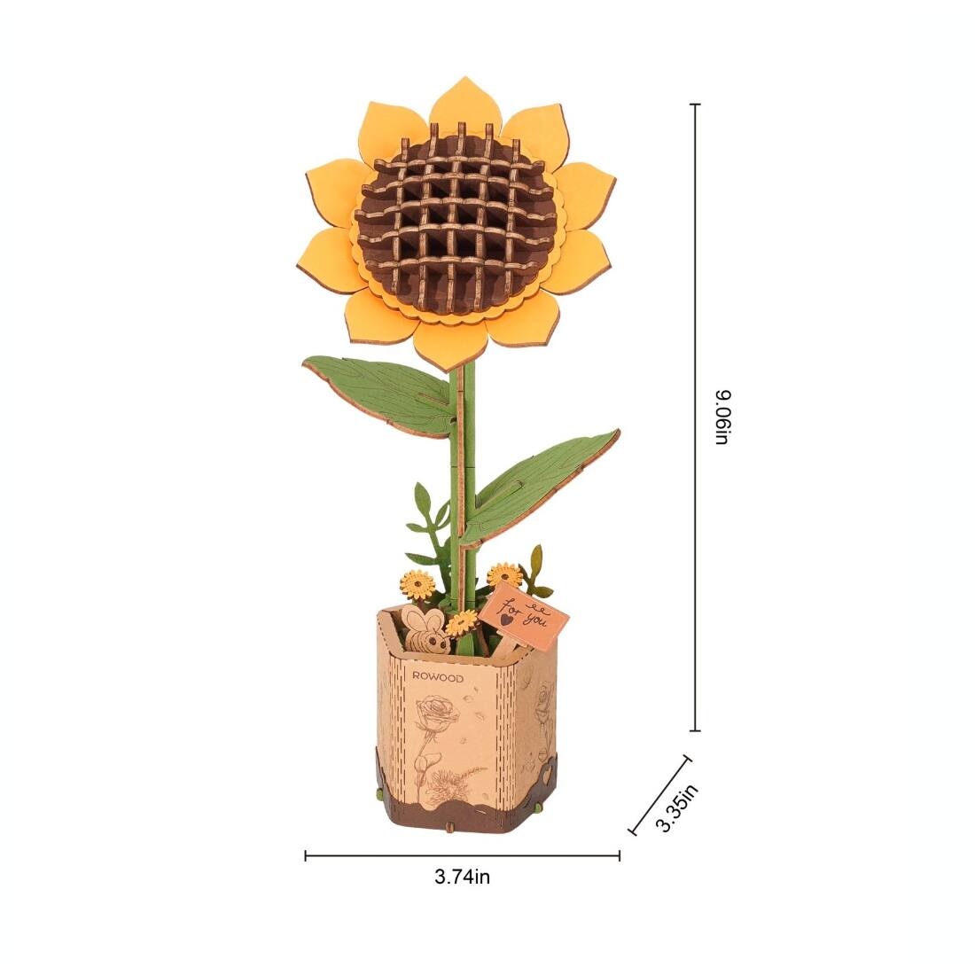 Back. 3D Puzzle - DIY 3D Wood Puzzle Sunflower 86pcs.
