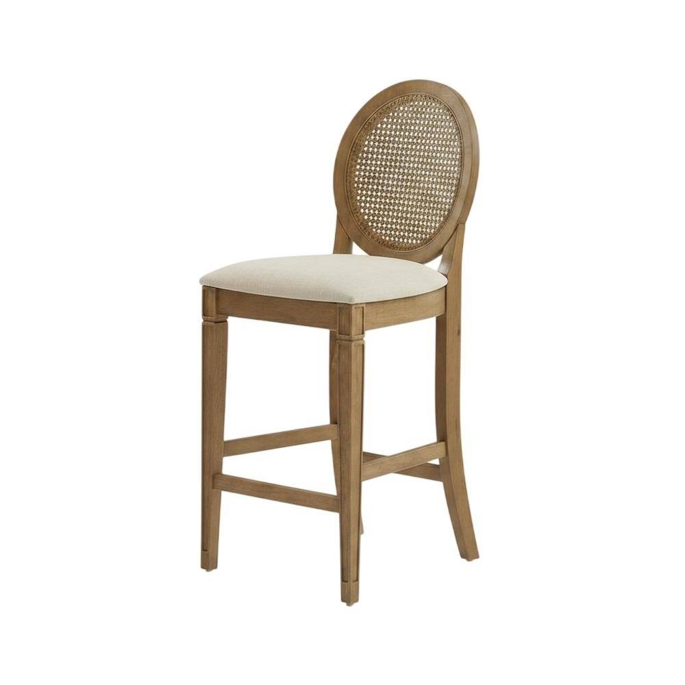 Left. FurniFact - Cane-Back Counter Stool Set with Stylish Design and Durable Frame - Driftwood.