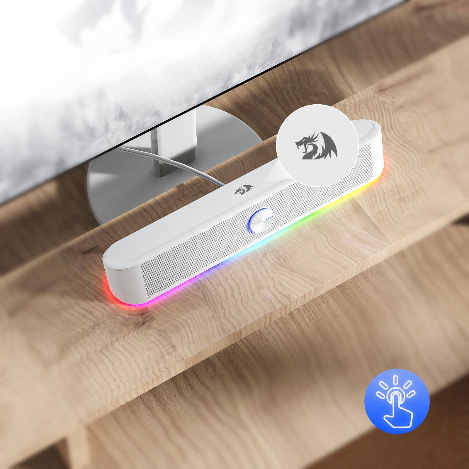 Alt View 6. TECH SAFARI - Gs560 Rgb Desktop Soundbar 2 0 Computer With Dynamic Lighting Bar Audio light Sync display Touch control Ba - White.