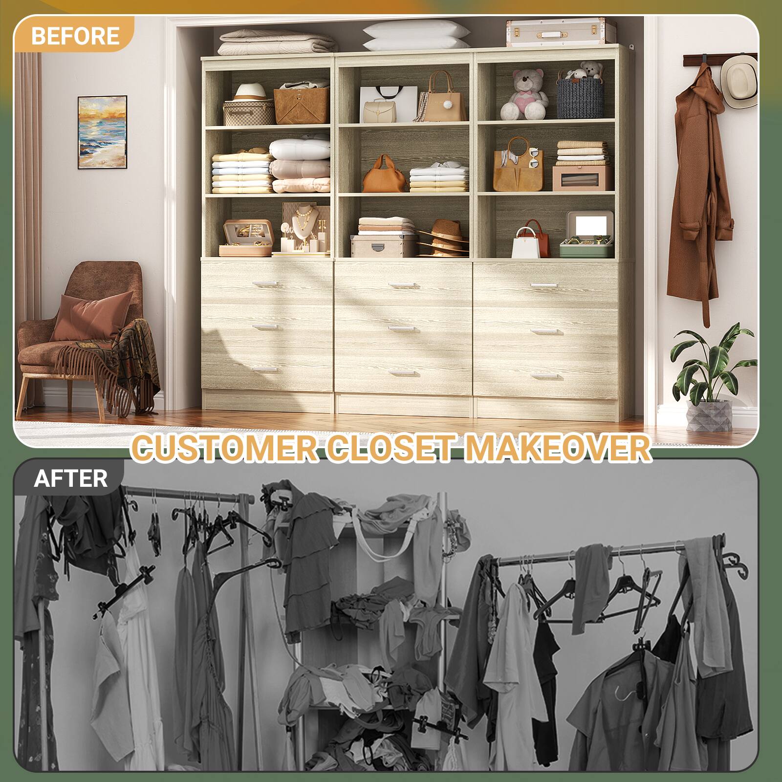 **CUSTOMER CLOSET MAKEOVER**

**BEFORE**

**AFTER**
