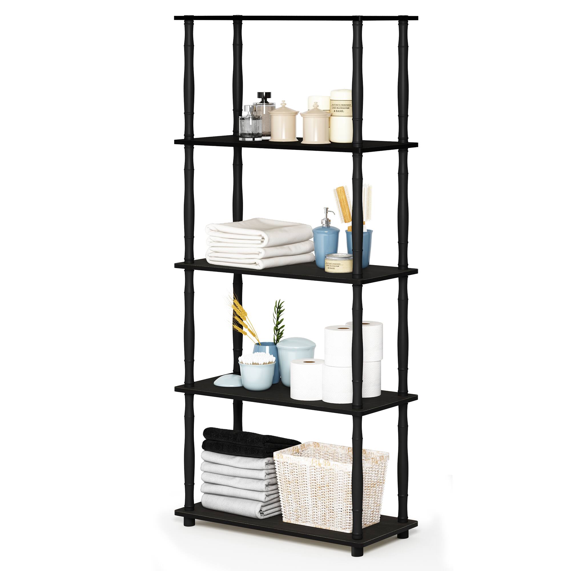 Alt View 3. Furinno - Turn-N-Tube 5-Tier Multipurpose Shelf Display Rack with Classic Tubes, Espresso/Black - Espresso/Black.