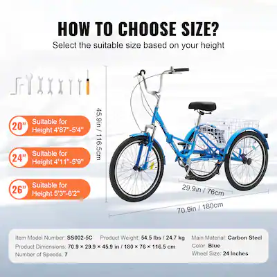 24 inch 3 wheel bicycle Outroad Adult Tricycle, 24/26 1 Speed Cruiser Trike, Bikes with Large Basket for Seniors, Women, Men, Adult Trikes for Shopping Picnic Outdoor Sports, inch Blue : Sports & Outdoors The Trike is really a wonderful way to exercise and get around in the community specially for older people Amazon 24 Inch Trike Bike