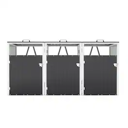 Mondawe - 3 Trash Garbage Bin Shed Stores with Pneumatic Support Rod,Lockable Doors & Waterproof Lid Chain - Dark Gray