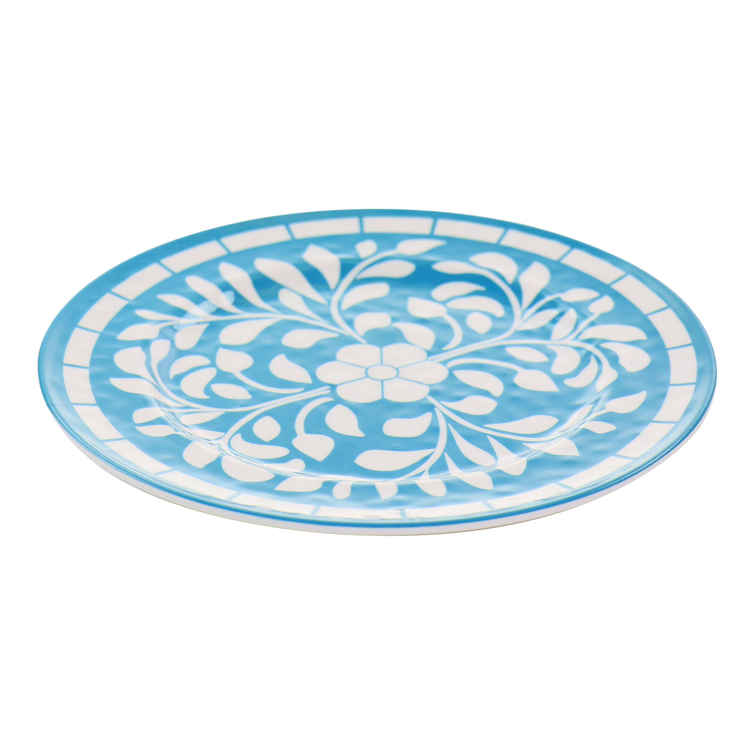 Left. Elama - Elama Telly 12 Piece Melamine Dinnerware Set in Teal - Blue.